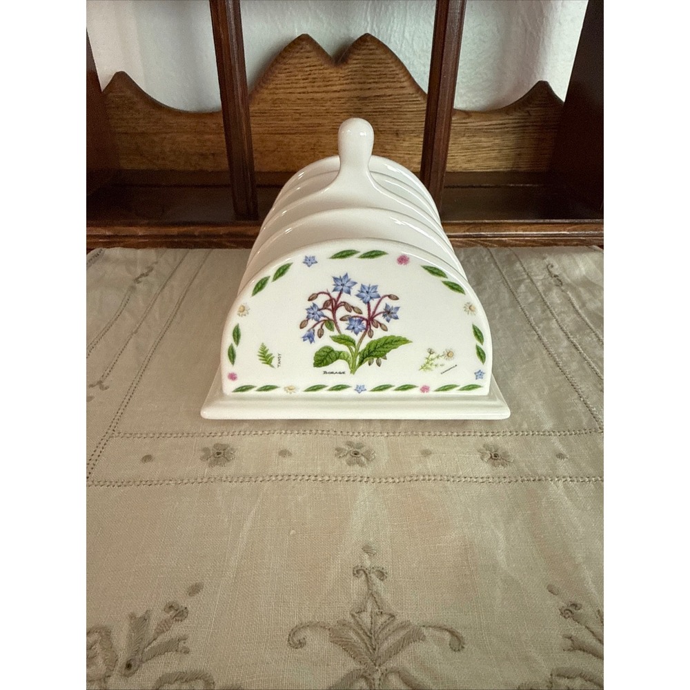 Kent Pottery Herb Garden Collection Porcelain Toast Rack Floral Botanical White